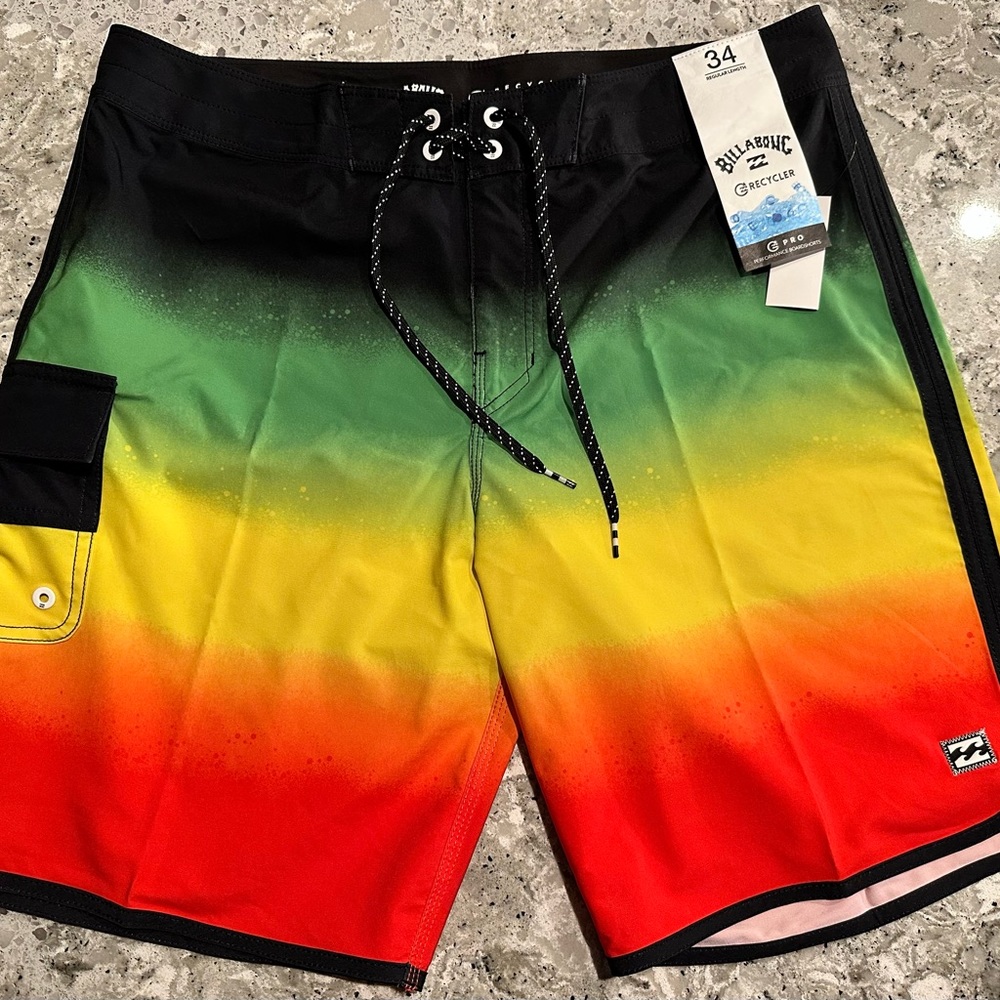 Billabong 73 Fade Pro 19” Rasta Board Short Size 34
